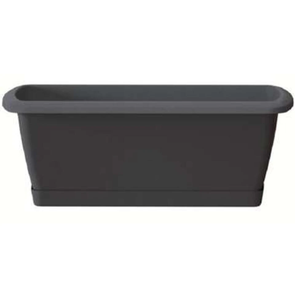 Prosperplast Plantenbak Respana - Antraciet - Met Onderzetter - 39 Cm 3 Prosperplast Plantenbak Respana - Antraciet - Met Onderzetter - 39 Cm
