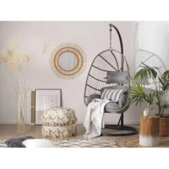 Beliani Hangstoel CASOLI - Grijs Pe Rotan -Tuinmeubel Winkel 1640452479 0101