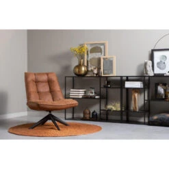 WOOOD Jouke Draaifauteuil - Kunstleer - Cognac - 97x70x85 -Tuinmeubel Winkel 1697548865 0102