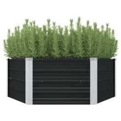 VidaXL Plantenbak Verhoogd 129x129x45 Cm Gegalvaniseerd Staal Antraciet