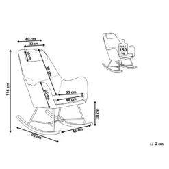 Beliani Schommelstoel ARRIE - Grijs Fluweel -Tuinmeubel Winkel 1783630521 0102