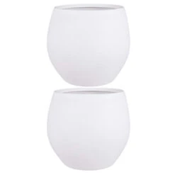 Mica Decorations Bloempot Boule - Mat Wit - Keramiek - 33 X 28 Cm -Tuinmeubel Winkel 1817097967 0104