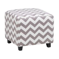 Beliani Poef KANSAS - Grijs Katoen