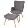 VidaXL Fauteuil Met Voetenbankje Stof Grijs -Tuinmeubel Winkel 1952805528