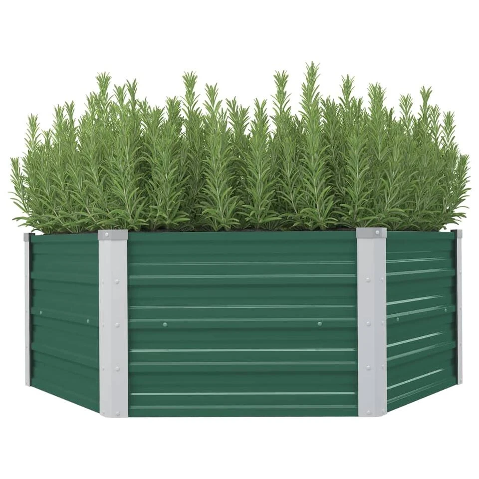 VidaXL Plantenbak Verhoogd 129x129x46 Cm Gegalvaniseerd Staal Groen 3 VidaXL Plantenbak Verhoogd 129x129x46 Cm Gegalvaniseerd Staal Groen