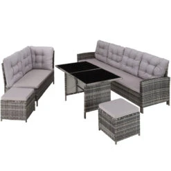 Tectake - Wicker Zitgroep Barletta - Grijs/lichtgrijs -Tuinmeubel Winkel 1b8c92642ab04b51b45078e52bbb94ea