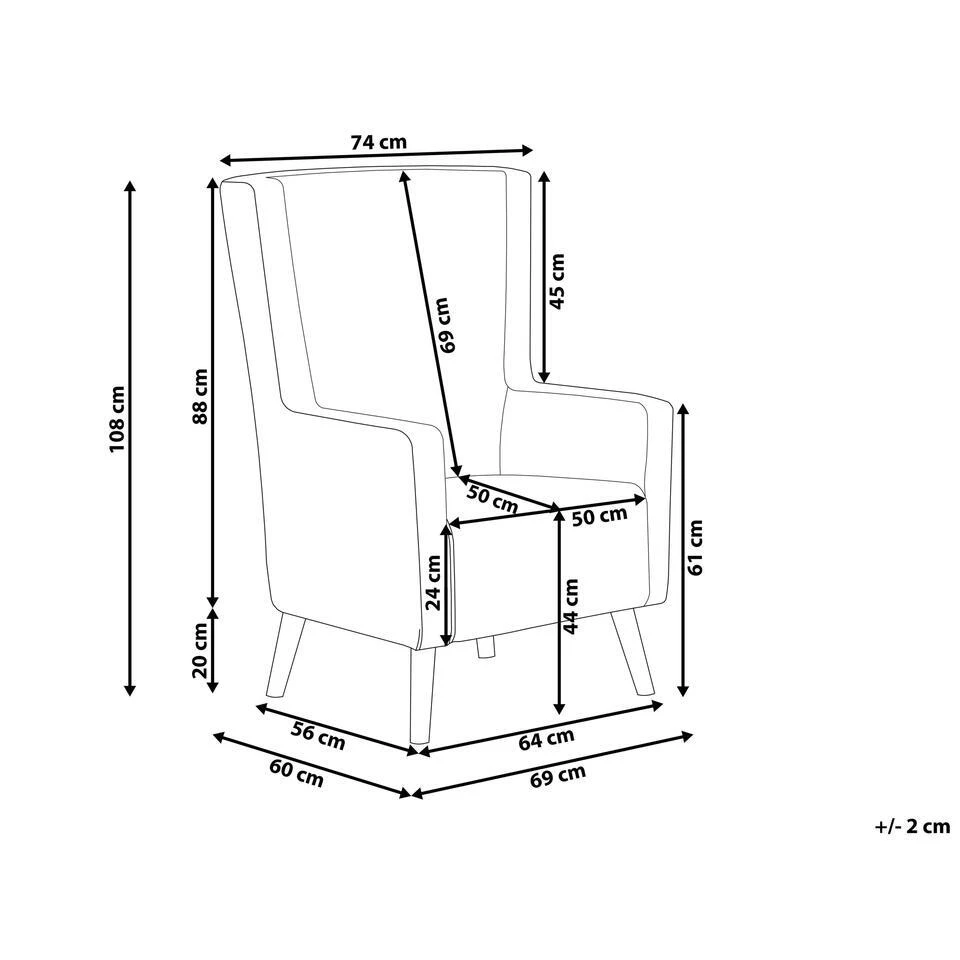 Beliani Oorfauteuil ONEIDA - Paars Fluweel 5 Beliani Oorfauteuil ONEIDA - Paars Fluweel - Afbeelding 3