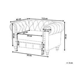 Beliani Fauteuil CHESTERFIELD - Grijs Polyester 8 Beliani Fauteuil CHESTERFIELD - Grijs Polyester -Tuinmeubel Winkel 2950f771448d45ae99dbf5267cab4d0b