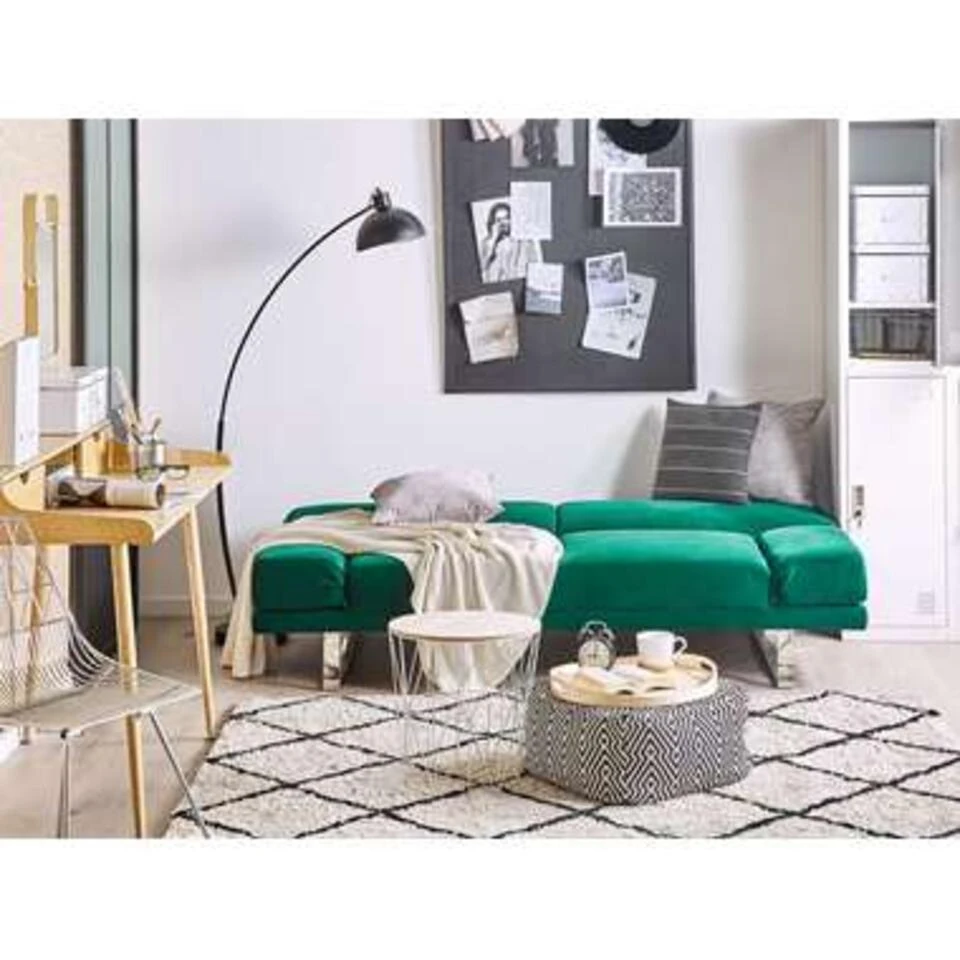 Beliani Slaapbank - YORK Groen Fluweel 6 Beliani Slaapbank - YORK Groen Fluweel - Afbeelding 4