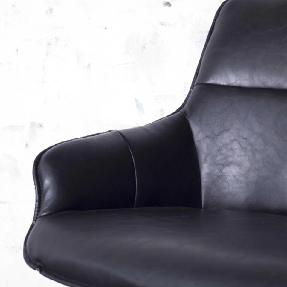 Giga Meubel Draaibare Stoel Zwart - PU-leer - Shannon 4 Giga Meubel Draaibare Stoel Zwart - PU-leer - Shannon - Afbeelding 2