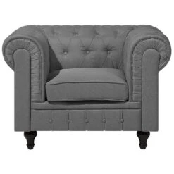 Beliani Fauteuil CHESTERFIELD - Grijs Polyester 9 Beliani Fauteuil CHESTERFIELD - Grijs Polyester -Tuinmeubel Winkel 3b1f97fd0d2f4363b4e8c754a98f2818