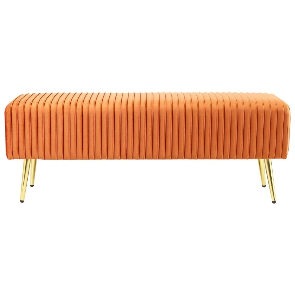 Beliani Hocker PATERSON - Oranje Fluweel 6 Beliani Hocker PATERSON - Oranje Fluweel - Afbeelding 4