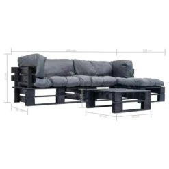 VidaXL 4-delige Loungeset Pallet Met Grijze Kussens Hout -Tuinmeubel Winkel 46c384703764418db37b8eee2d65d5bd