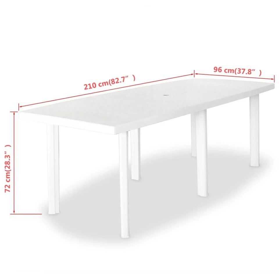 VidaXL Tuintafel 210x96x72 Cm Kunststof Wit 6 VidaXL Tuintafel 210x96x72 Cm Kunststof Wit - Afbeelding 4