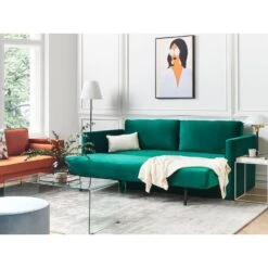 Beliani Driezitsbank - EKSJO Groen Fluweel -Tuinmeubel Winkel 544e3e67f6fb48afb9ac8f7dfeb27896