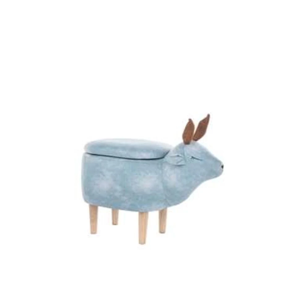 Beliani Hocker REINDEER - Blauw Polyester 5 Beliani Hocker REINDEER - Blauw Polyester - Afbeelding 3