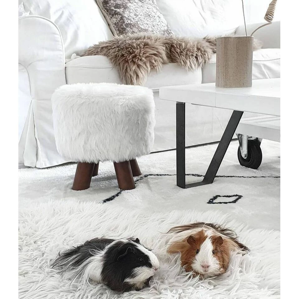 Beliani Hocker IOWA - Wit Polyester 6 Beliani Hocker IOWA - Wit Polyester - Afbeelding 4