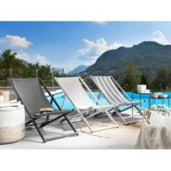 Beliani Tuinligstoel LOCRI - Grijs Polyester, Aluminium -Tuinmeubel Winkel 75bbf13e1ae648948b3572c2d0260875