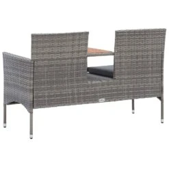 VidaXL Tuinbank 2-zits Met Tafeltje 143 Cm Poly Rattan Grijs -Tuinmeubel Winkel 7799818a98ab4446a7d20935e3997dc7