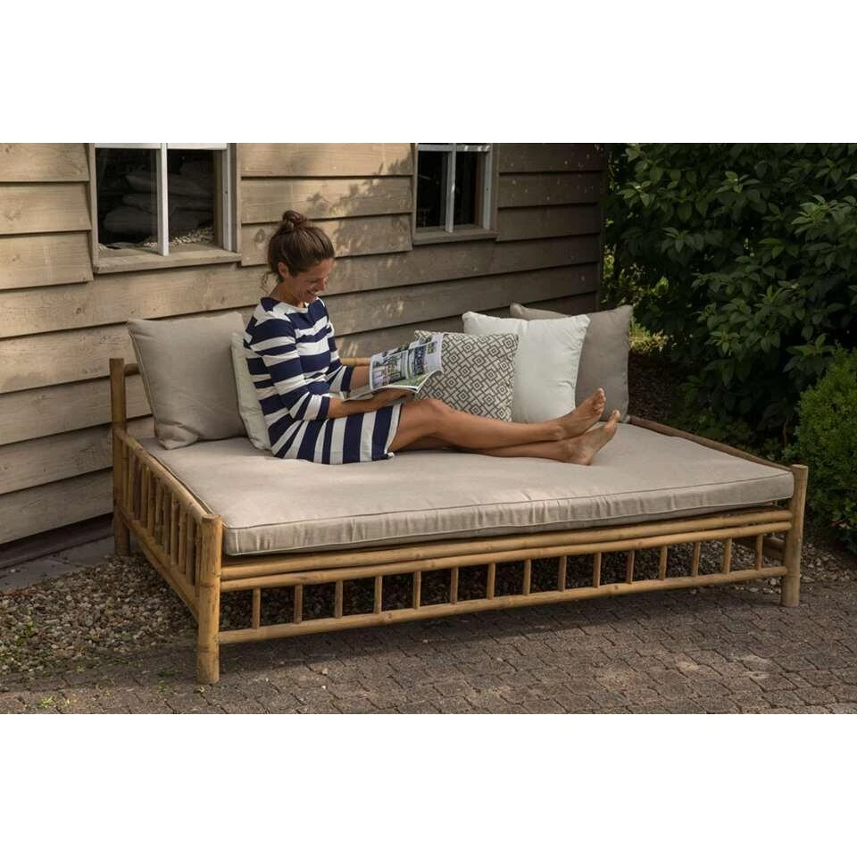 Exotan Bamboe Daybed (incl. Kussens) - Bruin/beige - 201x132x70 Cm 4 Exotan Bamboe Daybed (incl. Kussens) - Bruin/beige - 201x132x70 Cm - Afbeelding 2