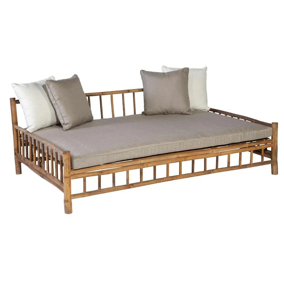 Exotan Bamboe Daybed (incl. Kussens) - Bruin/beige - 201x132x70 Cm 3 Exotan Bamboe Daybed (incl. Kussens) - Bruin/beige - 201x132x70 Cm