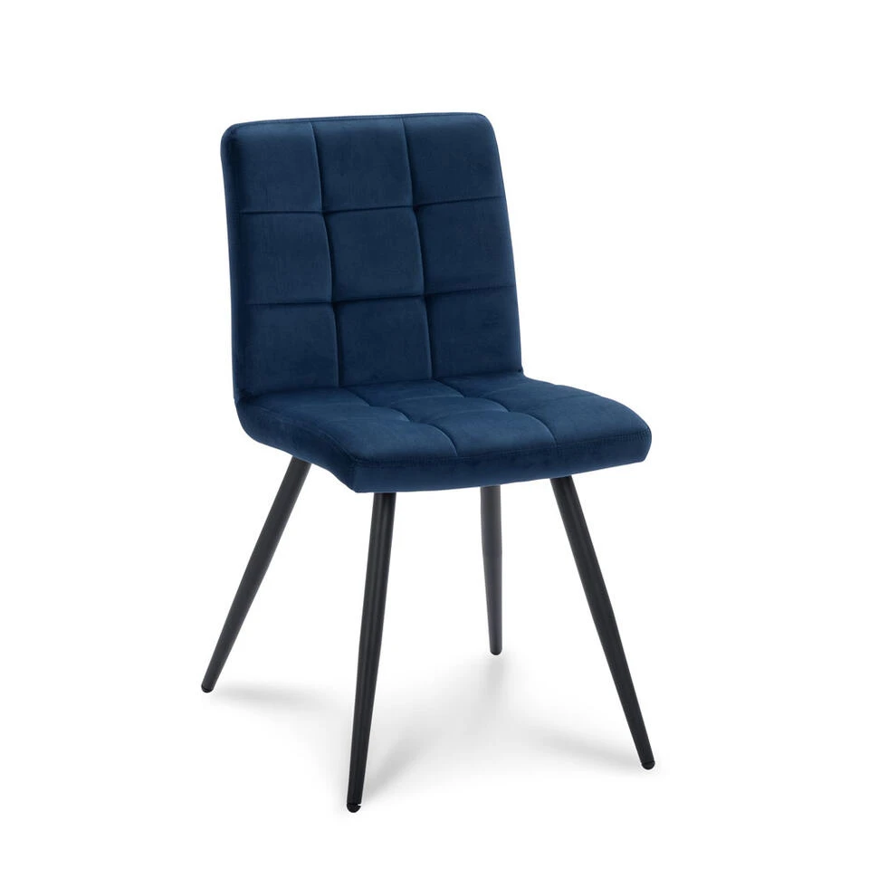 Eetkamerstoel Ayden - Velvet - Blauw (2 Stuks) 3 Eetkamerstoel Ayden - Velvet - Blauw (2 Stuks)