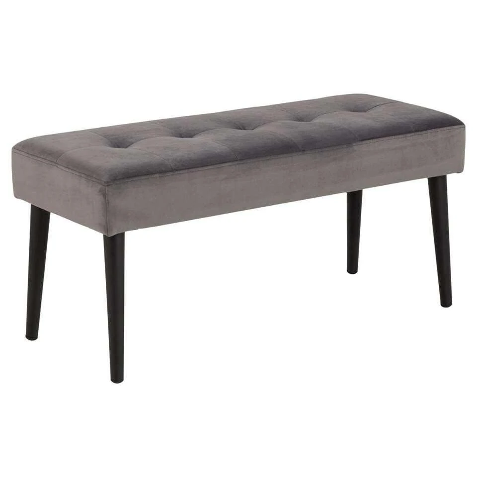 Bankje Gaby - Fluweel - Donkergrijs - 45x95x38 Cm 3 Bankje Gaby - Fluweel - Donkergrijs - 45x95x38 Cm