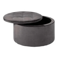 Poef Debussy - Donkergrijs - 35xØ60 Cm