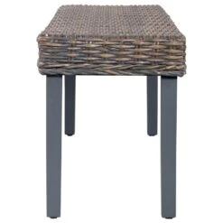 VidaXL Bankje 110 Cm Natuurlijk Kubu Rattan En Massief Mangohout Grijs -Tuinmeubel Winkel 81076a4d4b2b4a389cd723ad09404eb9
