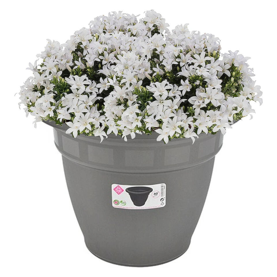 Hega Hogar Bloempot - Grijs - Kunststof - Rond - 40 Cm 4 Hega Hogar Bloempot - Grijs - Kunststof - Rond - 40 Cm - Afbeelding 2
