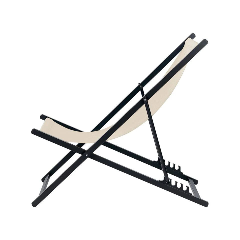 Beliani Tuinligstoel LOCRI II - Beige Synthetisch Materiaal, Aluminium 6 Beliani Tuinligstoel LOCRI II - Beige Synthetisch Materiaal, Aluminium - Afbeelding 4