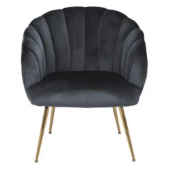 Sohome Fauteuil Garrick - Velvet - Dark Grey/Gold -Tuinmeubel Winkel 958085e5a58f4d128ae41b51f2646cd3