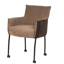 Giga Meubel Eetkamerstoel Met Wielen - Donkerbruin/Taupe - Stoel Mady -Tuinmeubel Winkel 97ec613cee84474cb72f2afd1bcec2df