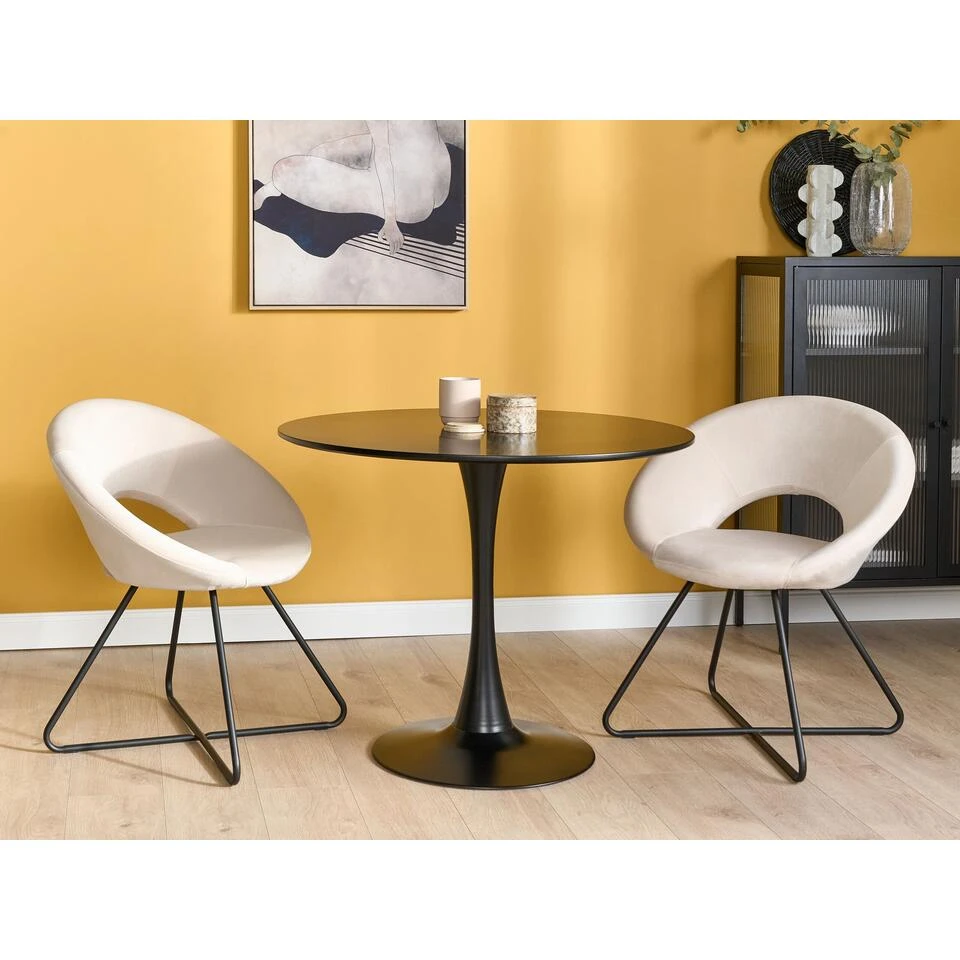 Beliani Fauteuil RACHEL - Beige Fluweel 4 Beliani Fauteuil RACHEL - Beige Fluweel - Afbeelding 2