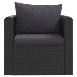 VidaXL Fauteuil Met Kussens Poly Rattan Zwart -Tuinmeubel Winkel 9c51a855bb8a40c78f0a6357ceb8619e