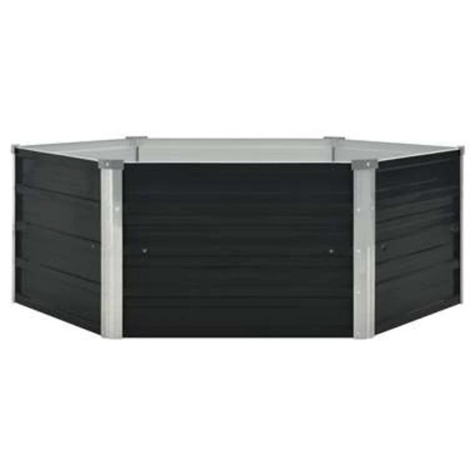 VidaXL Plantenbak Verhoogd 129x129x45 Cm Gegalvaniseerd Staal Antraciet 4 VidaXL Plantenbak Verhoogd 129x129x45 Cm Gegalvaniseerd Staal Antraciet - Afbeelding 2