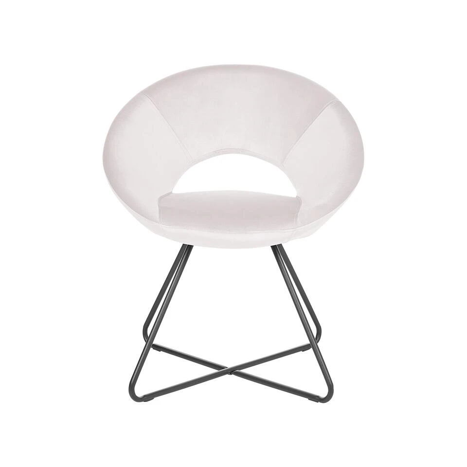 Beliani Fauteuil RACHEL - Beige Fluweel 6 Beliani Fauteuil RACHEL - Beige Fluweel - Afbeelding 4