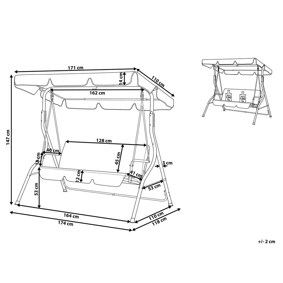 Beliani Schommelbank CHAPLIN - Groen Staal 4 Beliani Schommelbank CHAPLIN - Groen Staal - Afbeelding 2