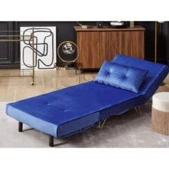 Beliani Eenpersoonsbank - VESTFOLD Blauw Fluweel -Tuinmeubel Winkel a220dc210f104287a00111b29d8a5bb1