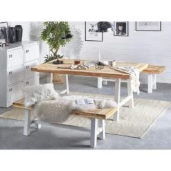 Beliani Eettafel SCANIA - Lichte Houtkleur Acaciahout -Tuinmeubel Winkel a7a745341f0945828620e679e588b96f