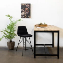 Barstoel Velvet Zwart - Zithoogte 66cm - 47x55x95cm - Set Van 2 - Barstoel Ivy - -Tuinmeubel Winkel ab7ade005d3f42fa9ac4ad88e020bf31