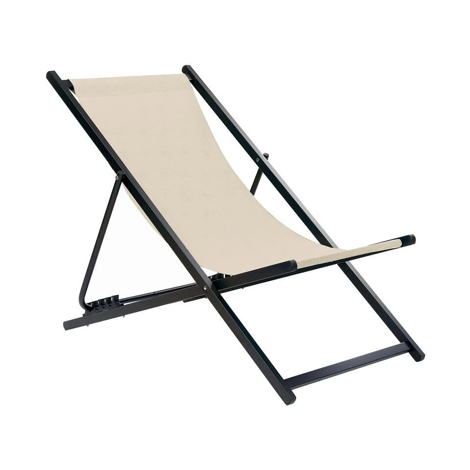 Beliani Tuinligstoel LOCRI II - Beige Synthetisch Materiaal, Aluminium 5 Beliani Tuinligstoel LOCRI II - Beige Synthetisch Materiaal, Aluminium - Afbeelding 3