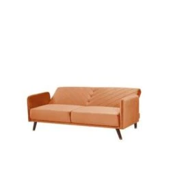 Beliani Driezitsbank - SENJA Oranje Fluweel -Tuinmeubel Winkel b4dde5cc15034f9ab07f446bb26d9150