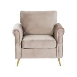 Beliani Fauteuil VIETAS - Beige Fluweel -Tuinmeubel Winkel d09d89ba9b164aad9c7bb161ceca3f31