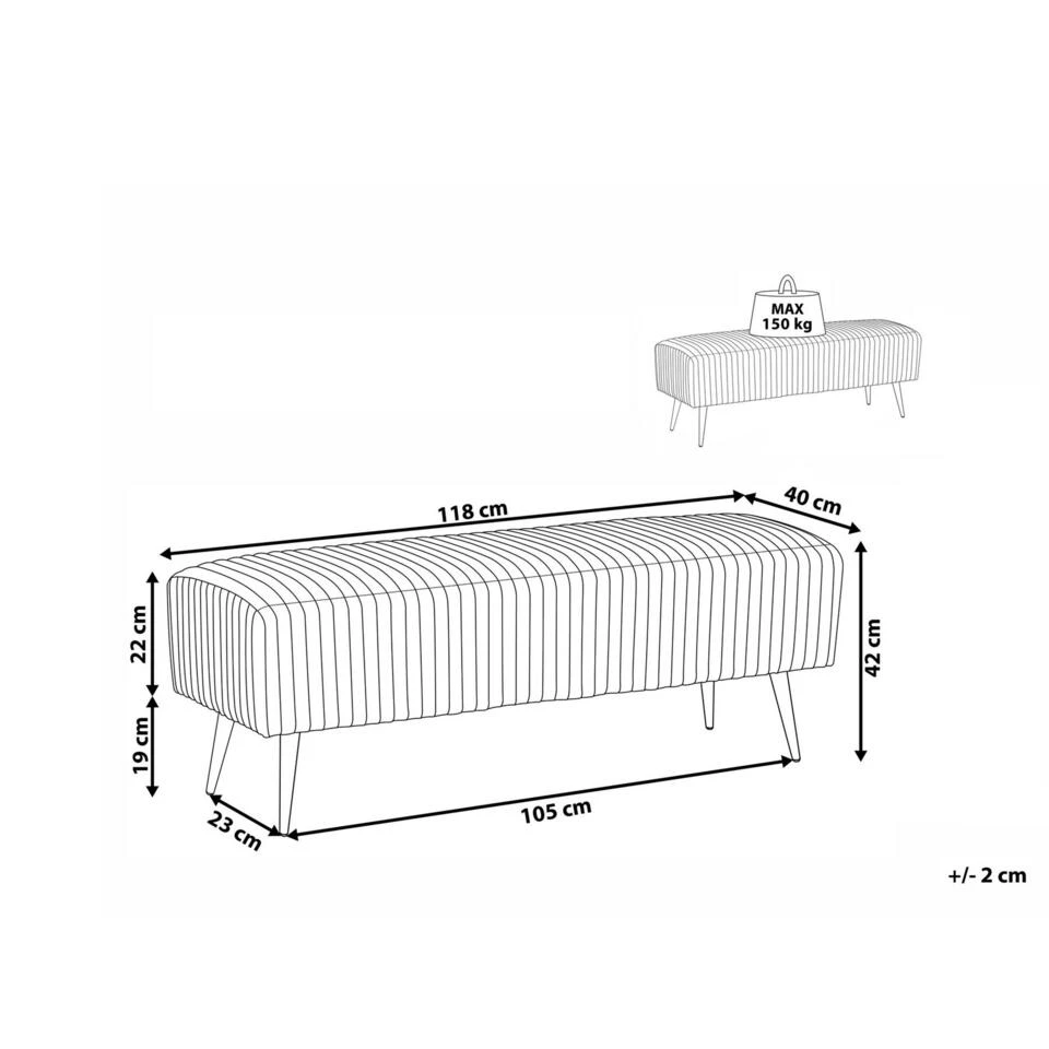 Beliani Hocker PATERSON - Oranje Fluweel 5 Beliani Hocker PATERSON - Oranje Fluweel - Afbeelding 3