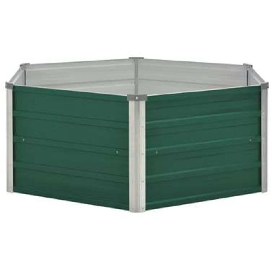 VidaXL Plantenbak Verhoogd 129x129x46 Cm Gegalvaniseerd Staal Groen 5 VidaXL Plantenbak Verhoogd 129x129x46 Cm Gegalvaniseerd Staal Groen - Afbeelding 3