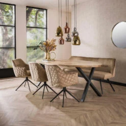 Diego Eetkamerbank Velvet - Stof - Beige -Tuinmeubel Winkel d6cba83be925486a8f2ed85d04af58ff