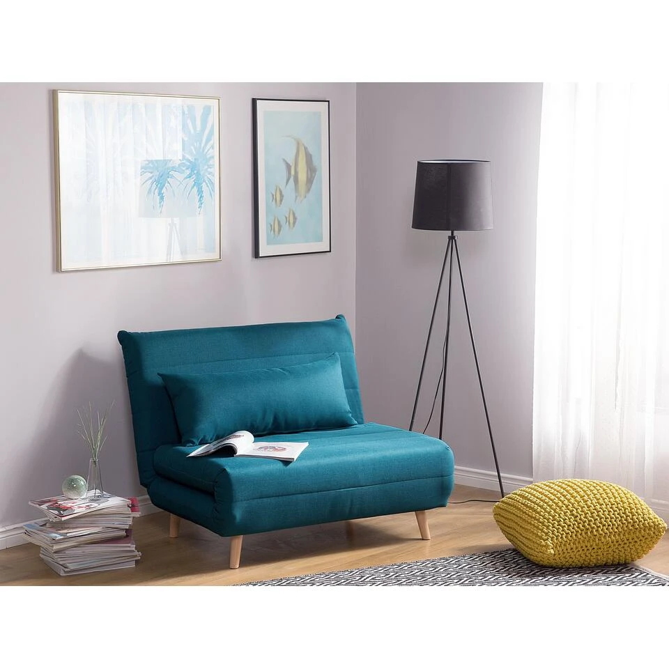 Beliani Slaapbank - SETTEN Blauw Polyester 4 Beliani Slaapbank - SETTEN Blauw Polyester - Afbeelding 2