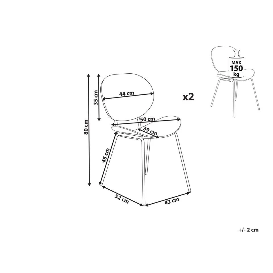 Beliani Eetkamerstoel SHONTO - Zwart Polypropyleen 5 Beliani Eetkamerstoel SHONTO - Zwart Polypropyleen - Afbeelding 3