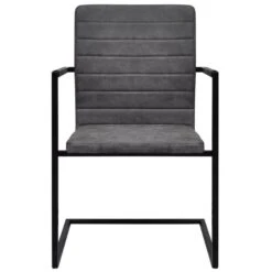 VidaXL Eetkamerstoelen 2 St Kunstleer Grijs -Tuinmeubel Winkel eeae546970094ff4a620df94d443d030